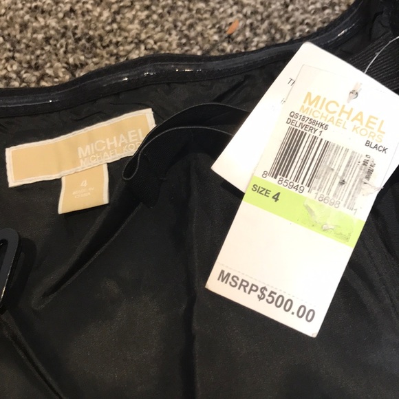 NWT Michael Kors Black Leather Mini Tube Top Dress - Picture 6 of 8